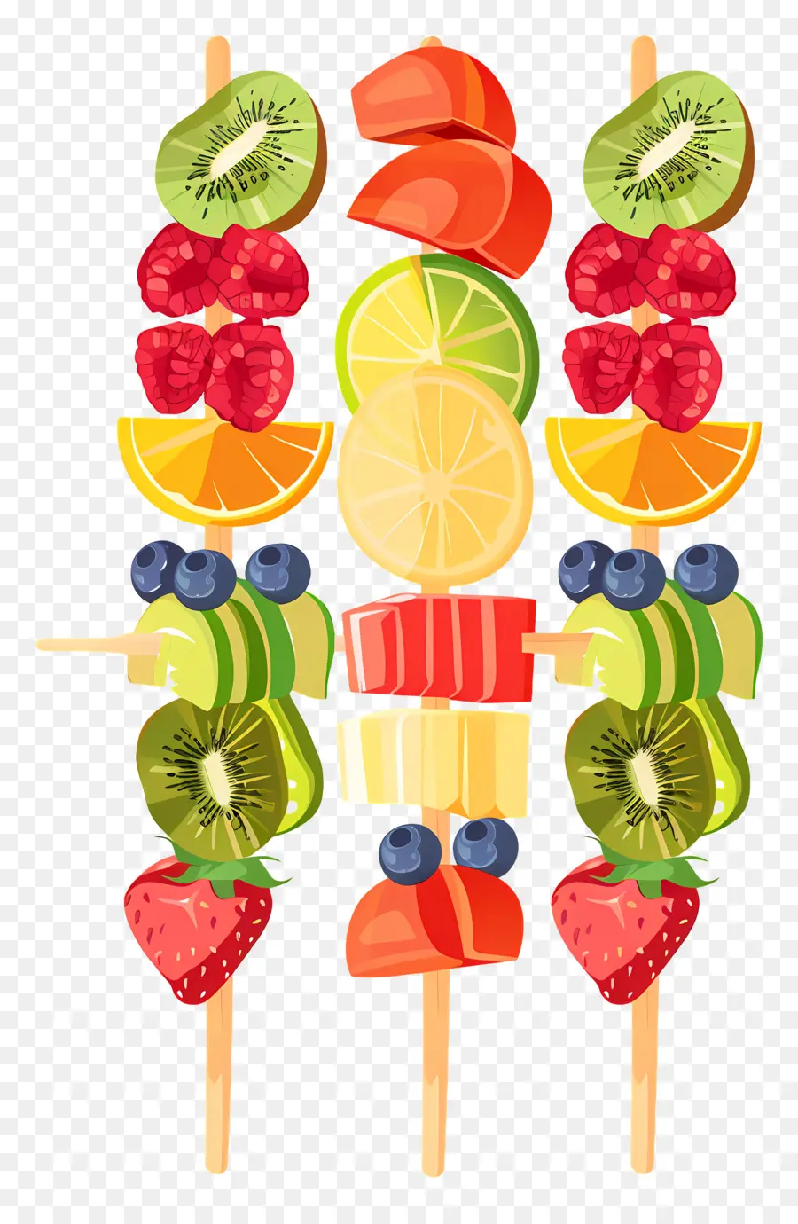 Brochetas De Frutas，Saludable PNG