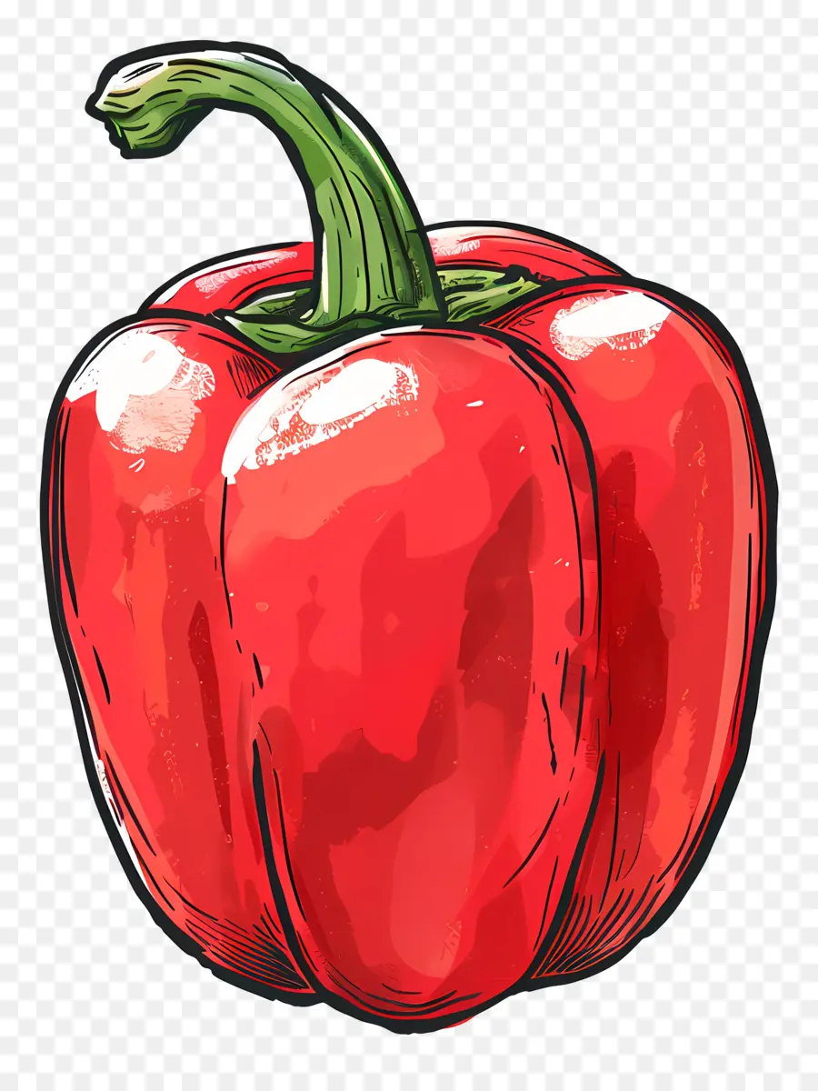 Red Bell Pepper，Ilustración Acuarela PNG