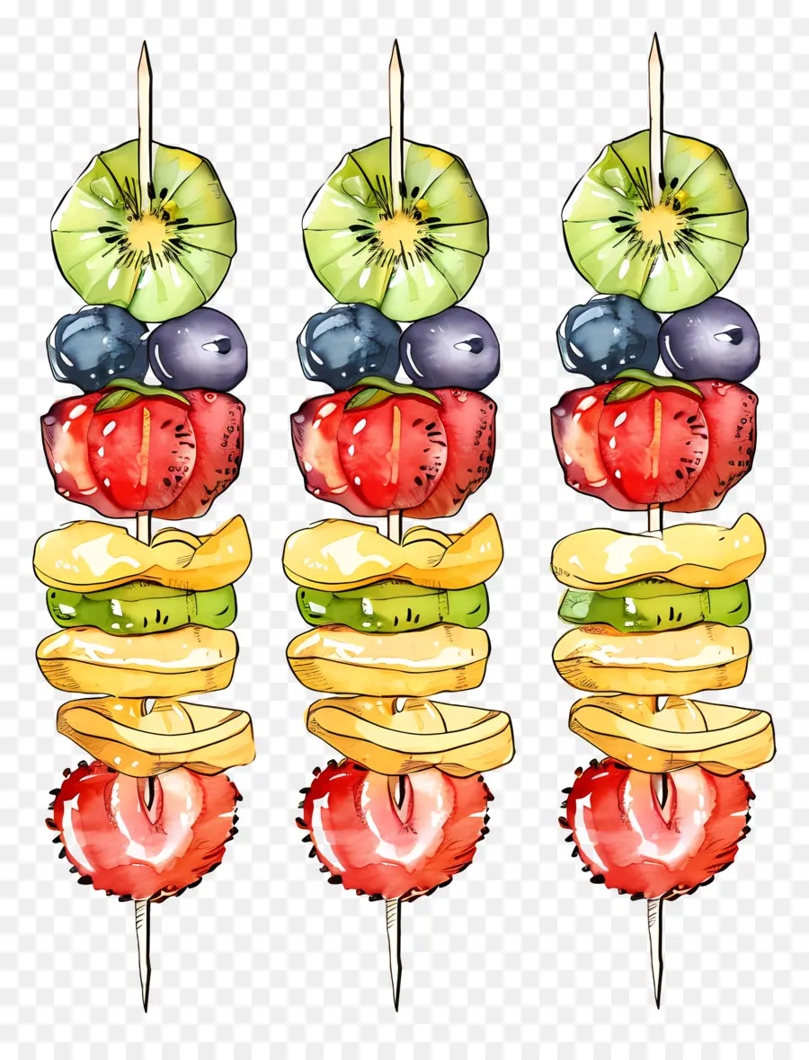 Brochetas De Fruta，El Banano PNG