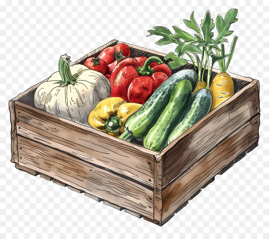 Caja De Verduras，Fresco PNG