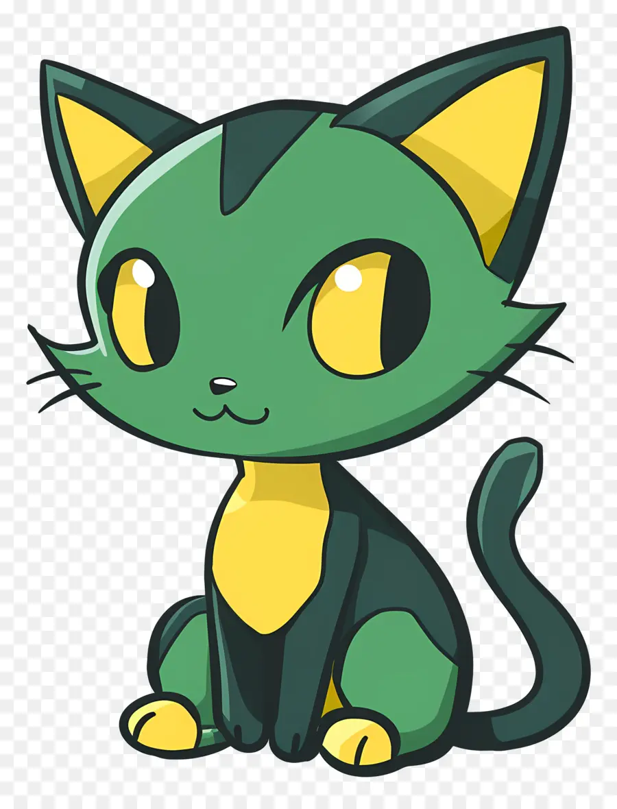 Gato De Dibujos Animados，Gato Verde PNG