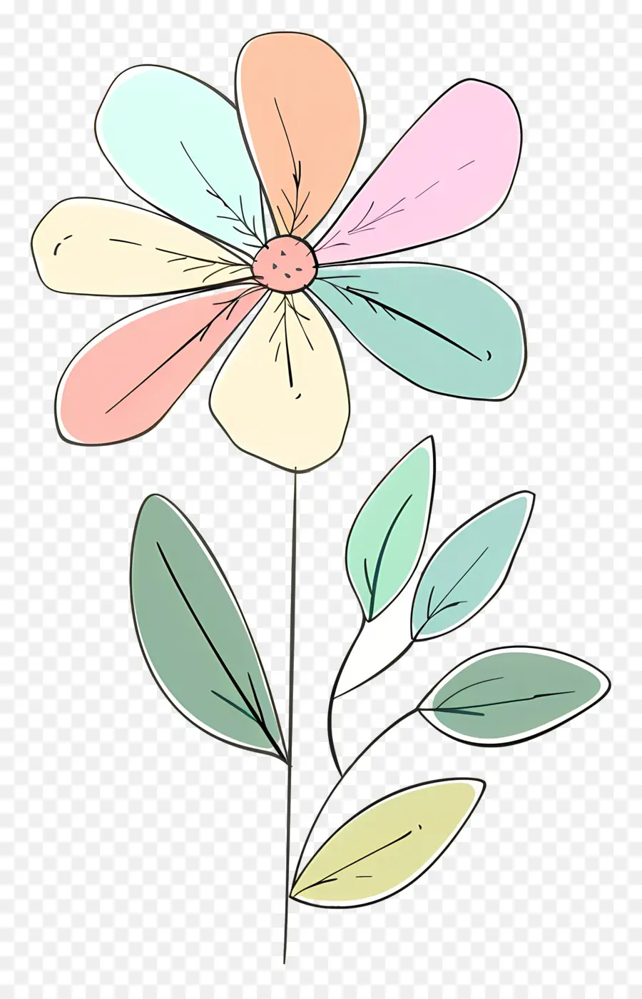 Cartoon Flower，Flor En Forma De Corazón PNG