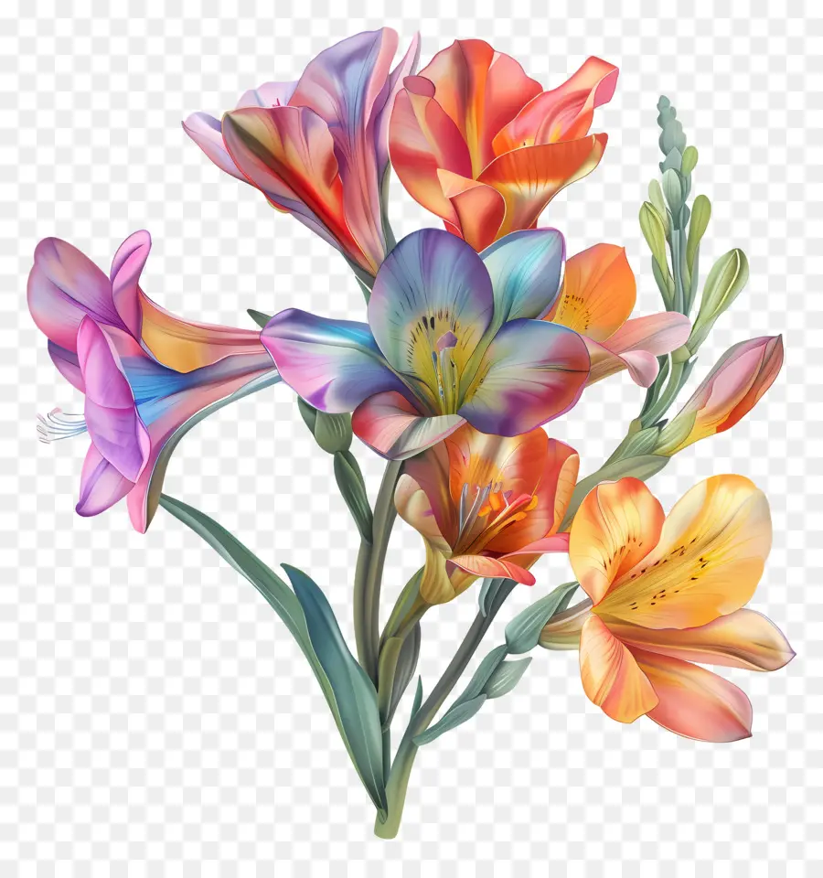 Flor De Freesia，Ramo PNG