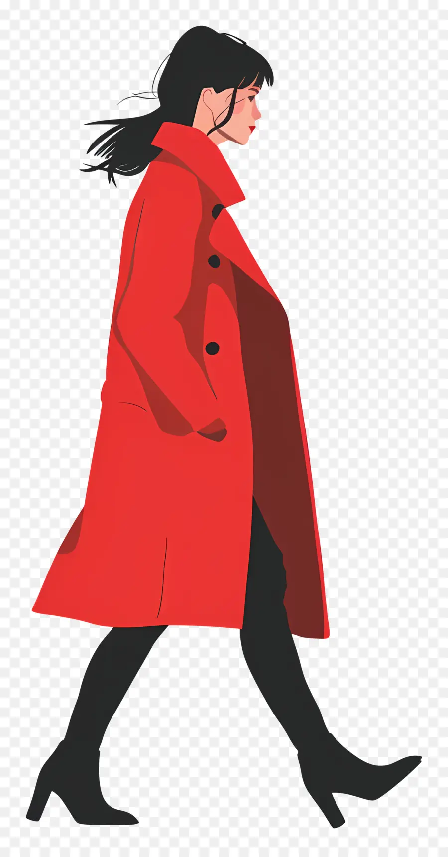 Mujer Caminando，Mujer En Abrigo Rojo PNG