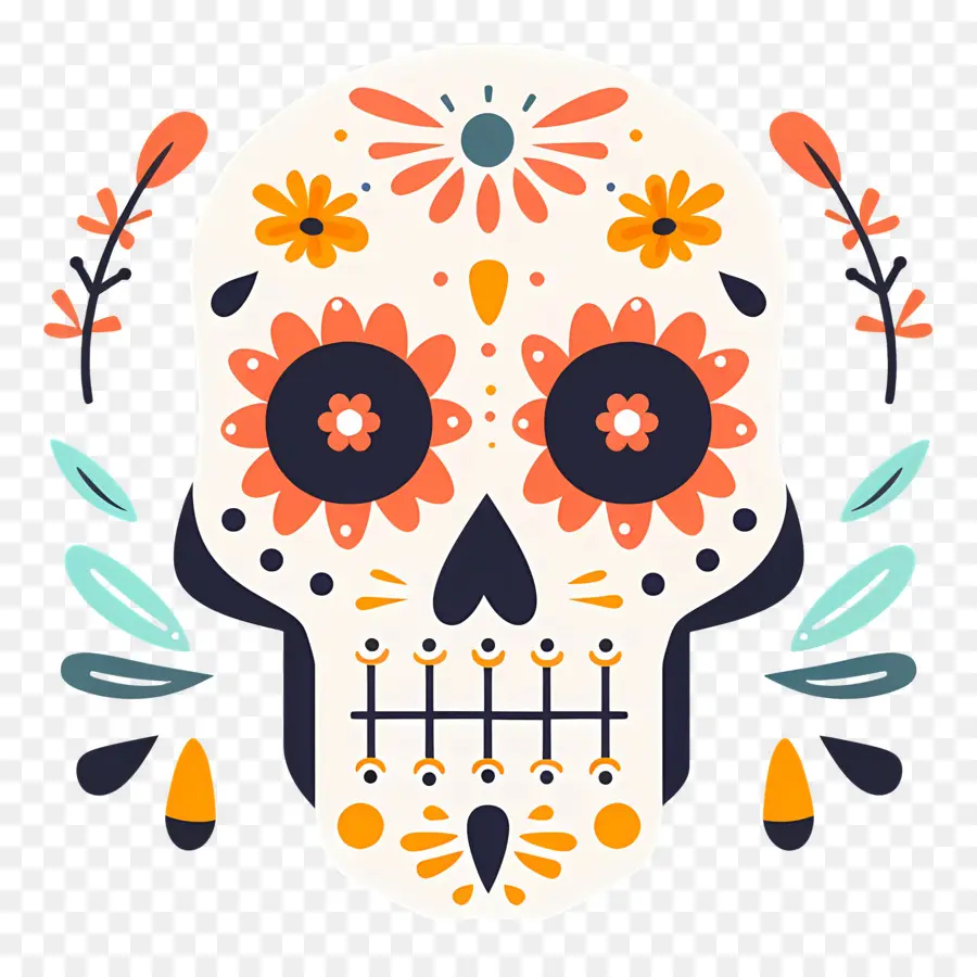 Calavera De Azúcar，Flores PNG