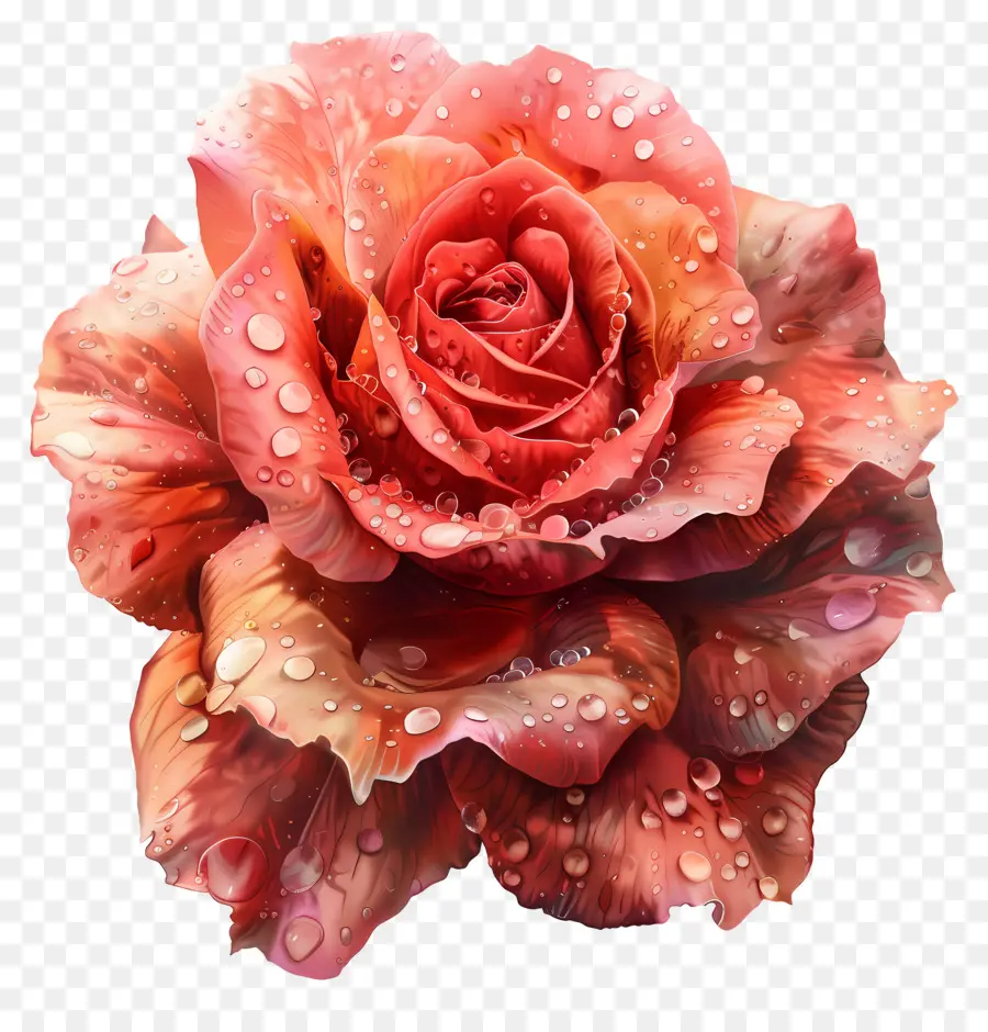 Rose Con Gotas De Rocío，Rosa PNG