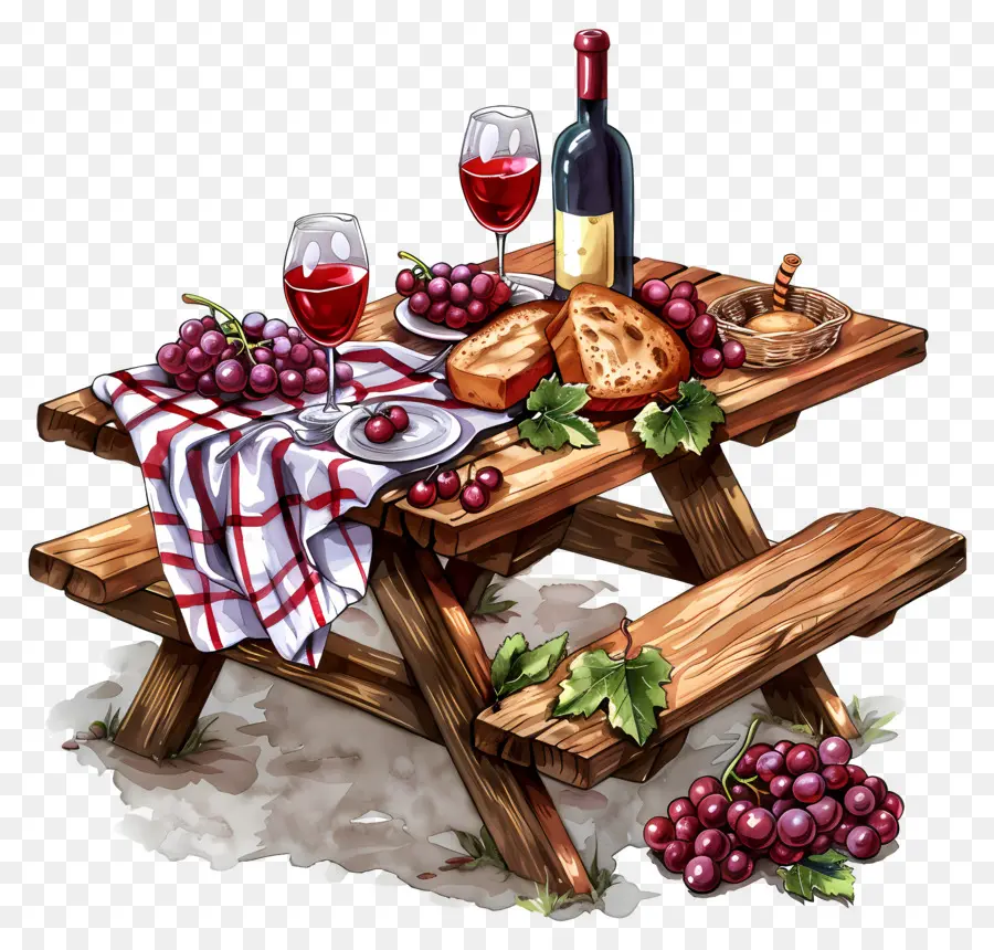 Mesa De Picnic，Patrón De Cuadros PNG