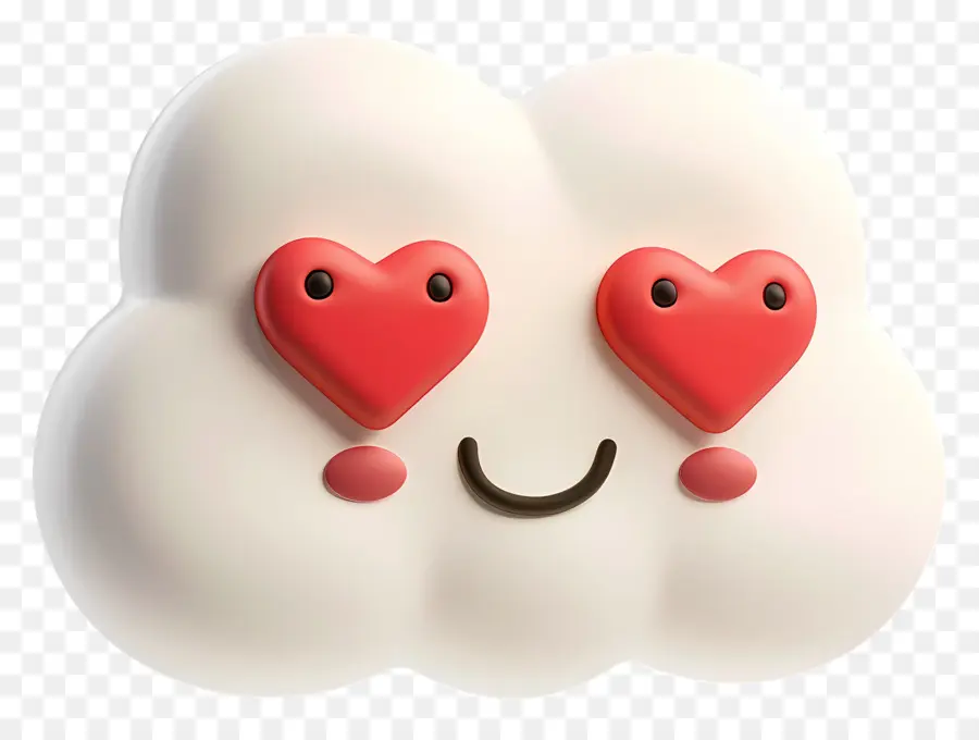 Nube，Nube Con Ojos De Corazón PNG