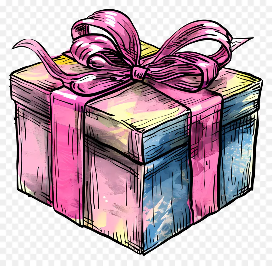 Caja De Regalo，Cinta Rosa PNG