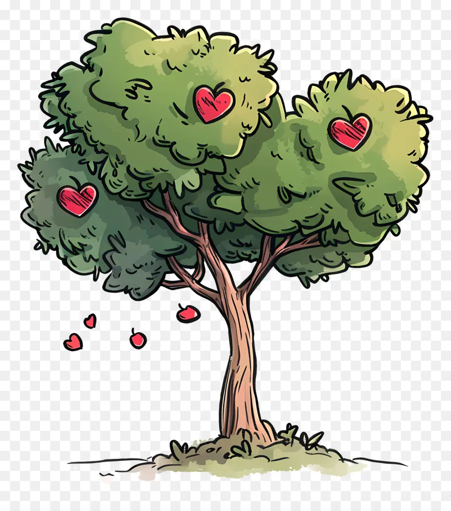Dibujos Animados De árbol，El Amor PNG