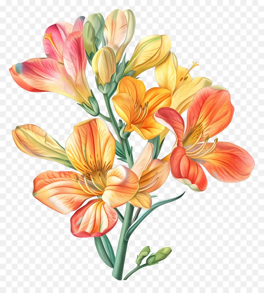 Flor De Freesia，Flores De Color Naranja PNG