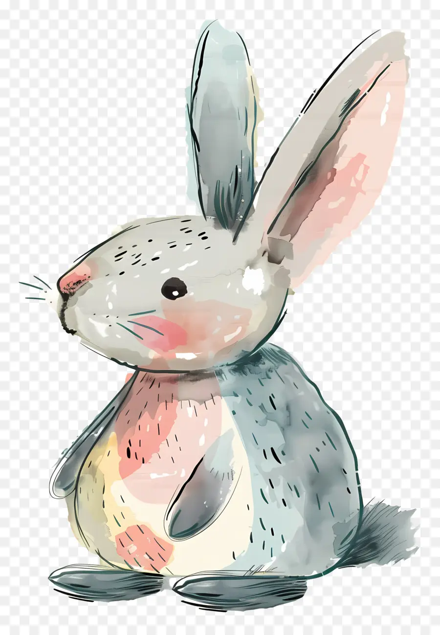 Cartoon Rabbit，Ilustración Acuarela PNG