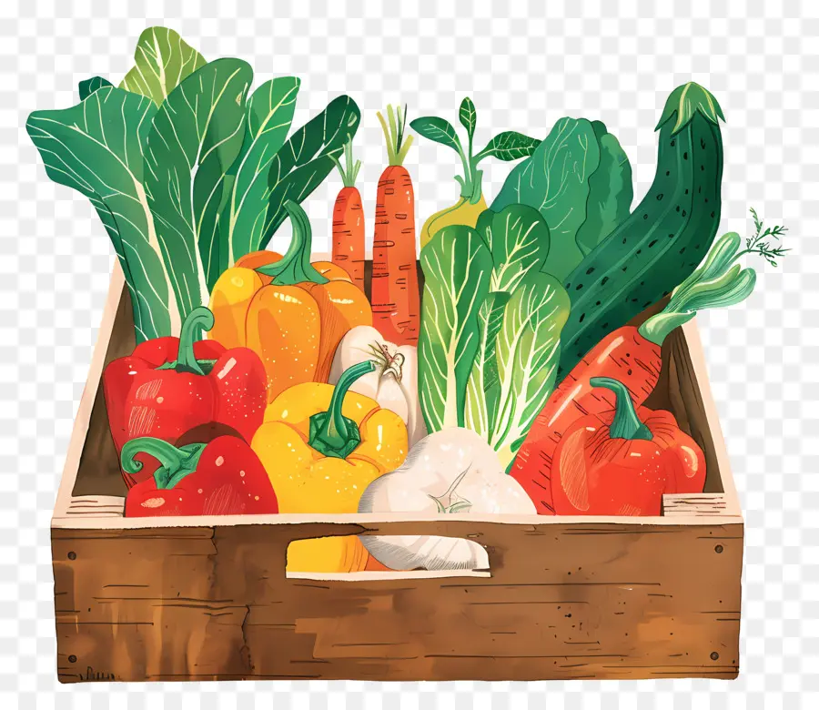 Caja De Verduras，Fresco PNG