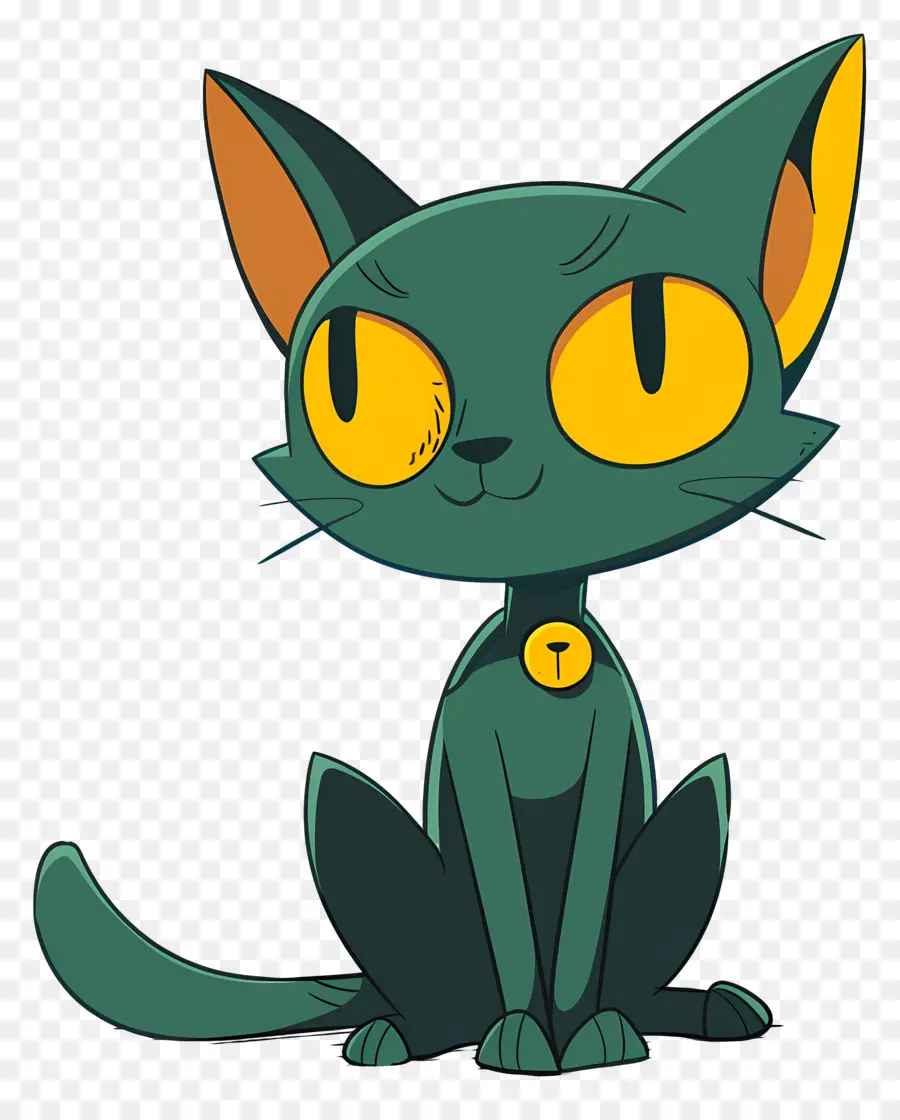 Gato De Dibujos Animados，Gato Verde PNG