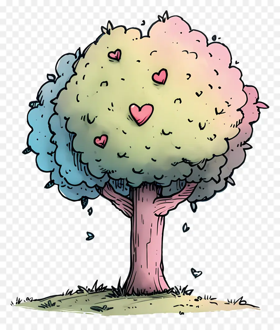 Dibujos Animados De árbol，Corazones PNG