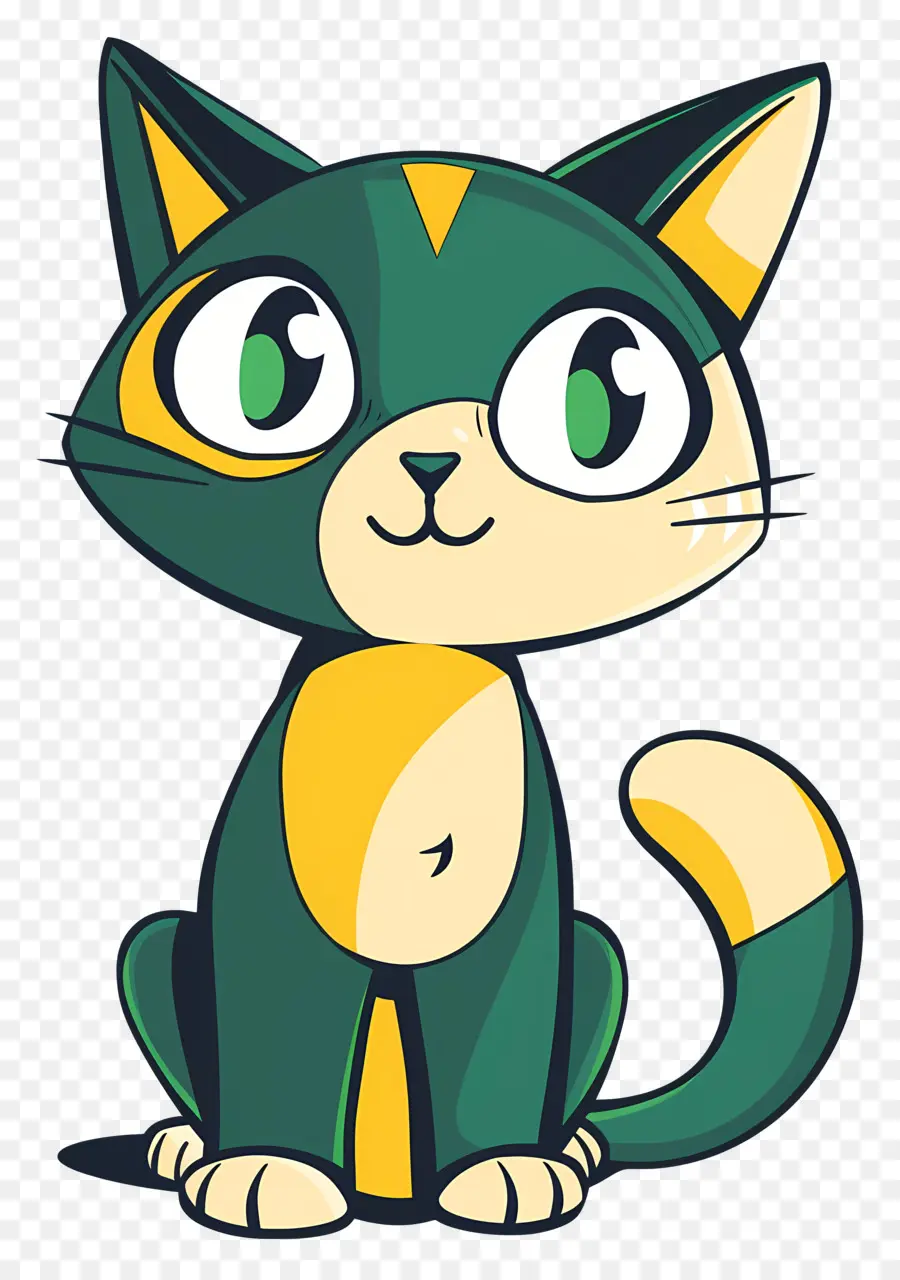 Gato De Dibujos Animados，Gato Verde PNG