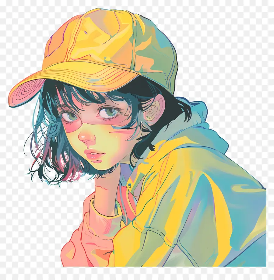 Niño Animado，Chica Con Gorra PNG