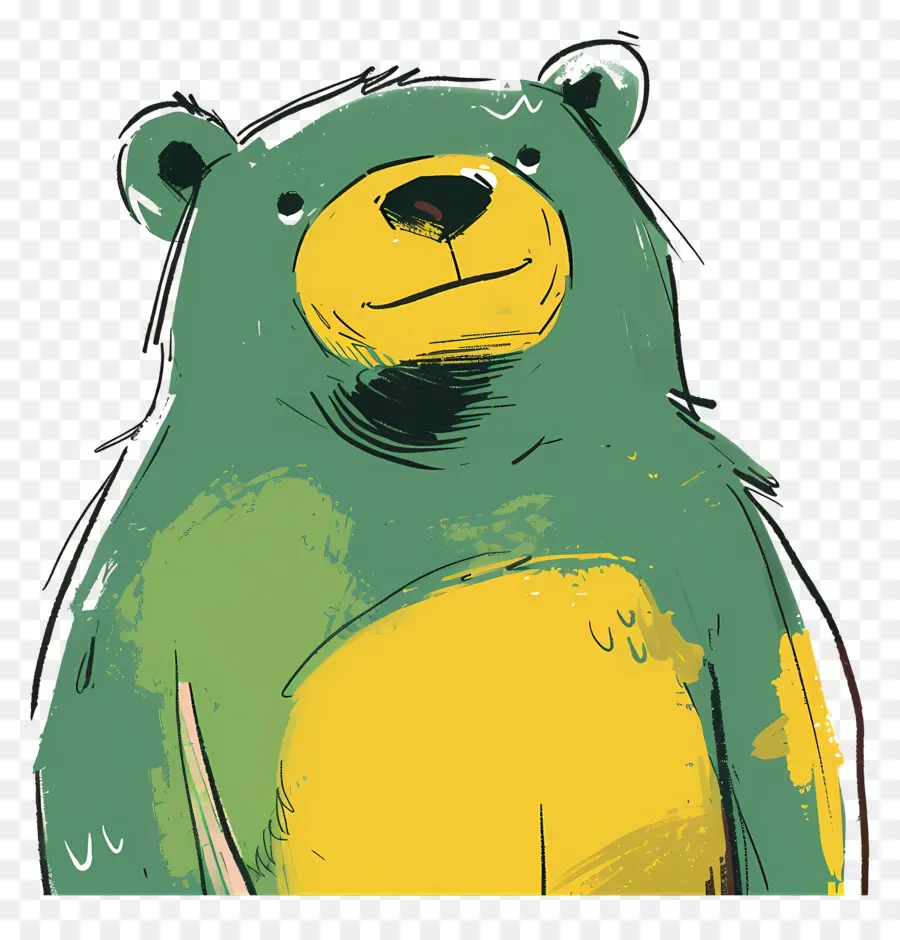 Cartoon Bear，Rayas Verdes Y Amarillas PNG