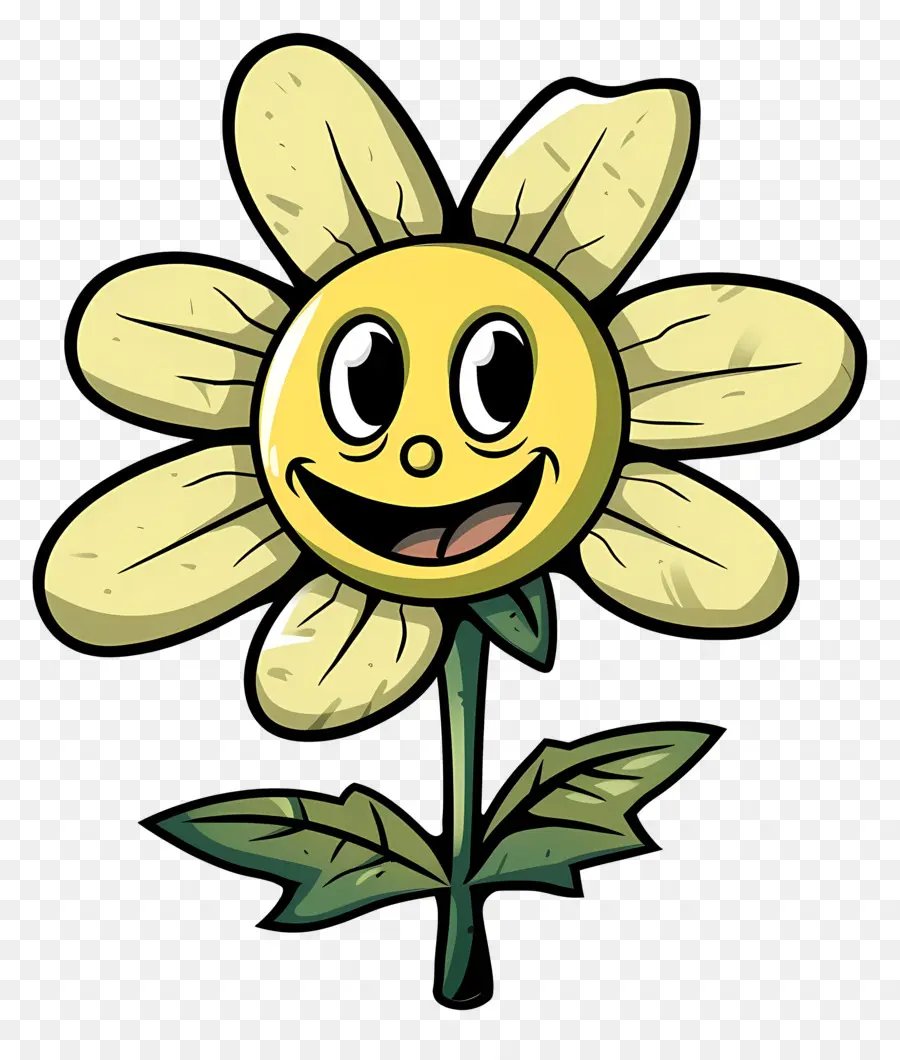 Cartoon Flower，Daisy Smiley Face PNG