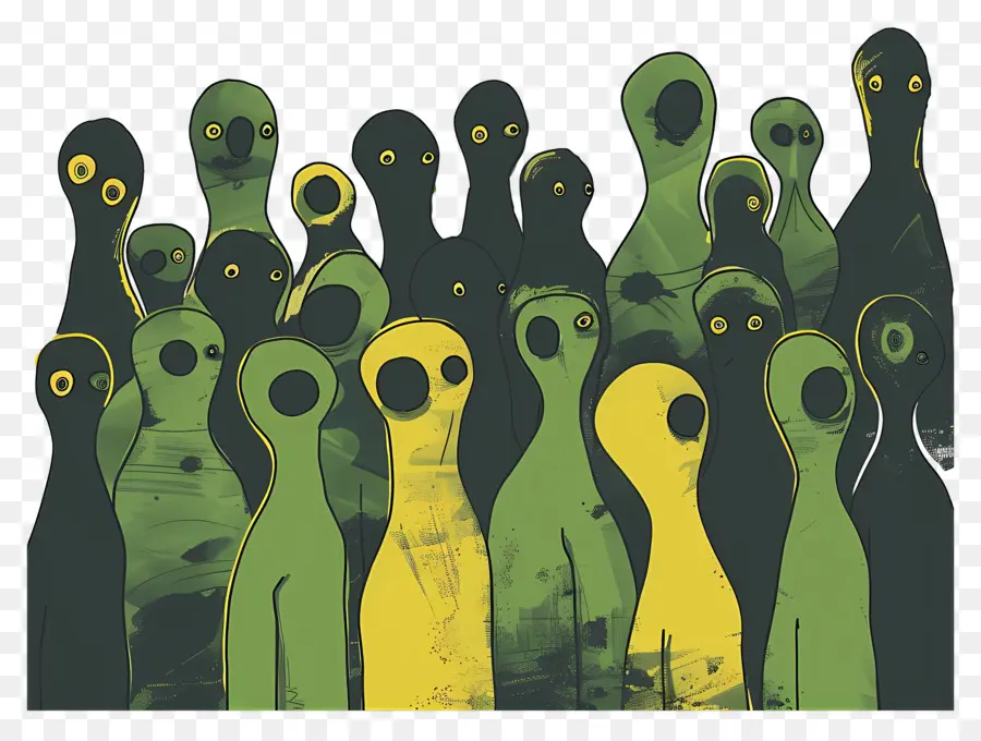 Multitud，Figuras Verdes PNG