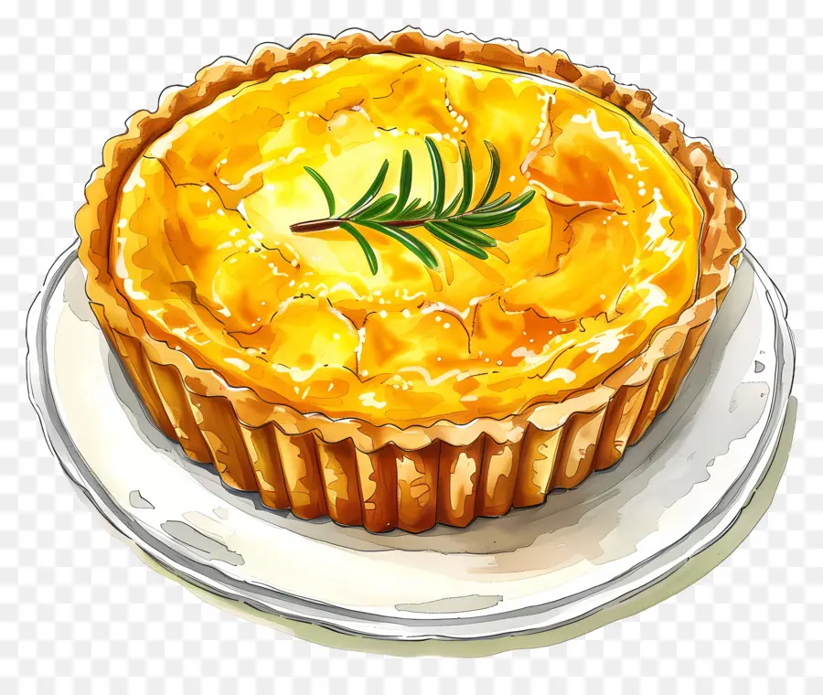 Tarta De Natillas，Ilustración Acuarela PNG