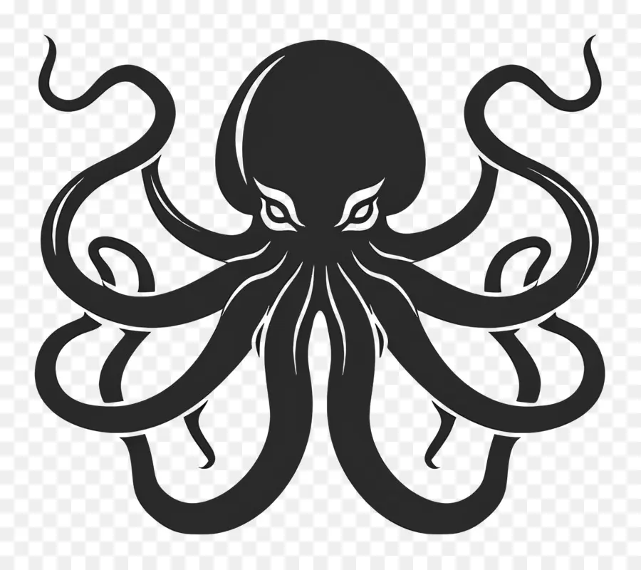 Diseño Sencillo，Pulpo Negro PNG