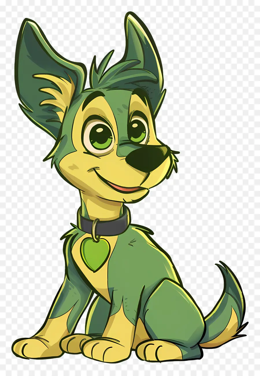 Perro De Dibujos Animados，Collar Verde PNG