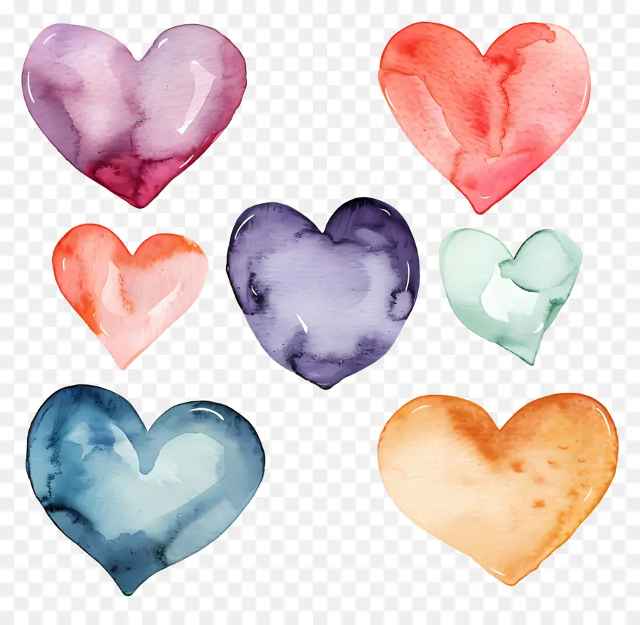 Corazones Pastel，Corazones De Acuarela PNG