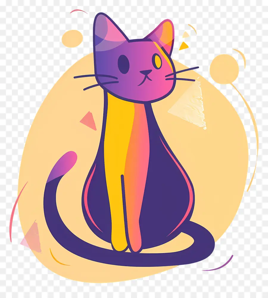 Gato De Dibujos Animados，Morado Y Naranja PNG