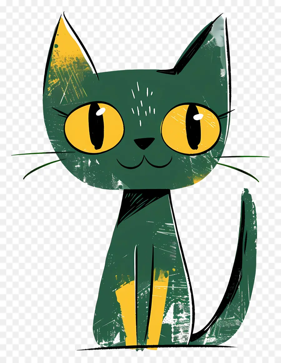 Gato De Dibujos Animados，Gato Verde PNG