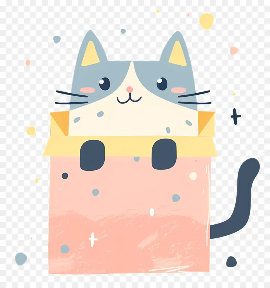 Gato En La Caja，Gato De Dibujos Animados PNG