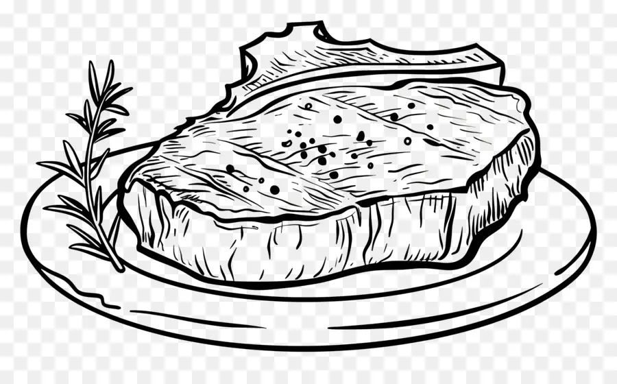 Filete，Ilustración En Blanco Y Negro PNG