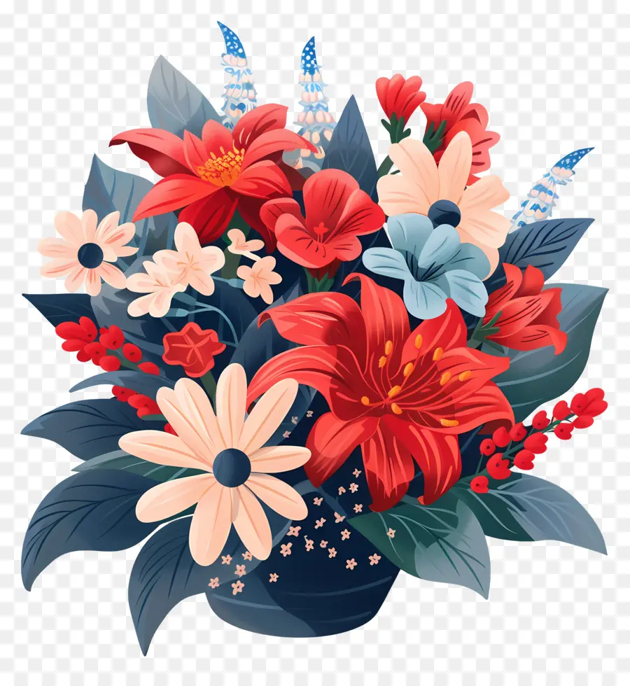 4 De Julio，Flores Coloridas PNG