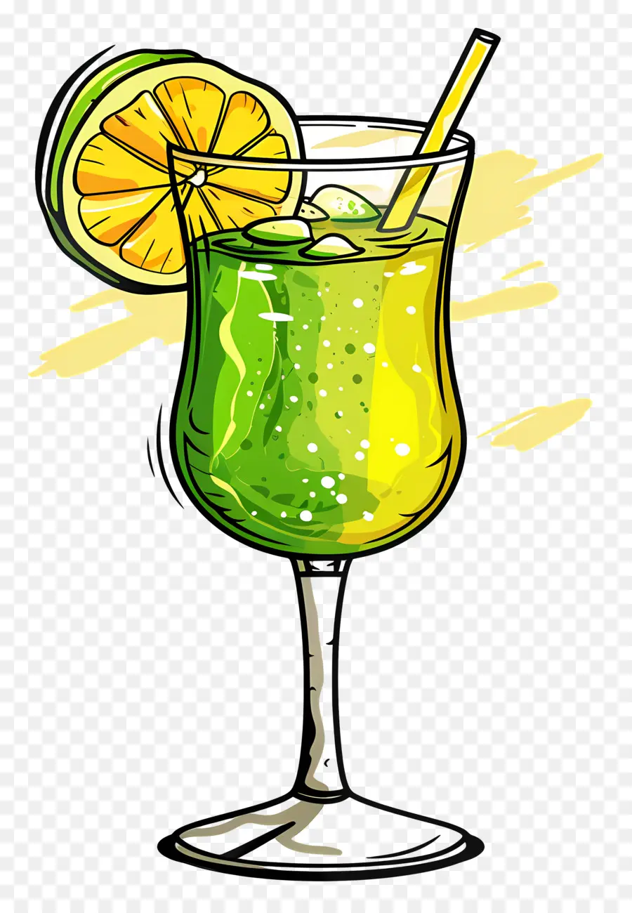 Cócteles De Dibujos Animados，Bebida Verde Lima PNG