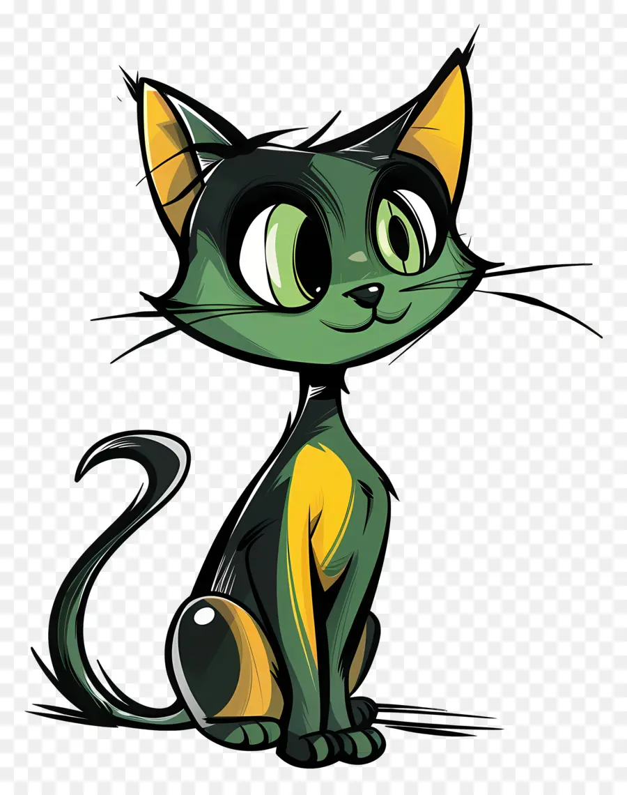 Gato De Dibujos Animados，Gato Verde PNG