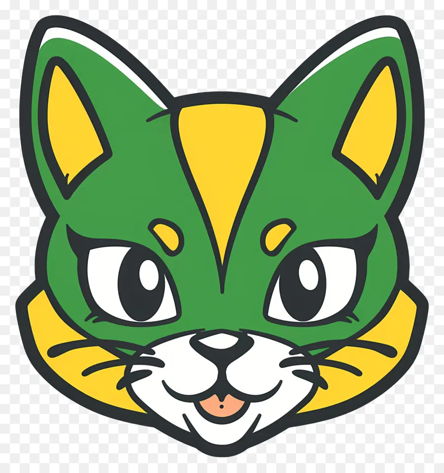 Linda Cara De Gato，Gato Verde Y Amarillo PNG