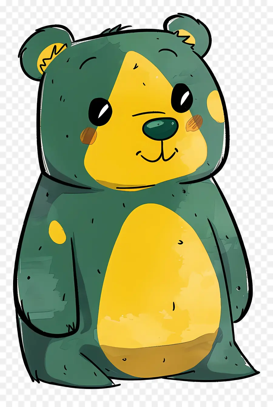 Cartoon Bear，Camisa A Rayas Verde Y Amarilla PNG