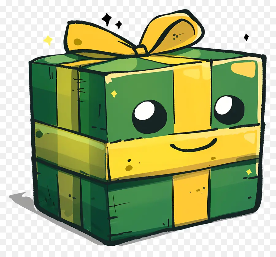 De Dibujos Animados Caja De Regalo，Verde De La Caja De Regalo PNG