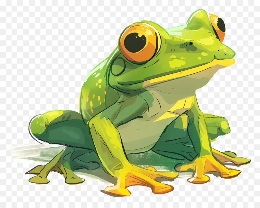 Cartoon Frog，Rana Verde PNG