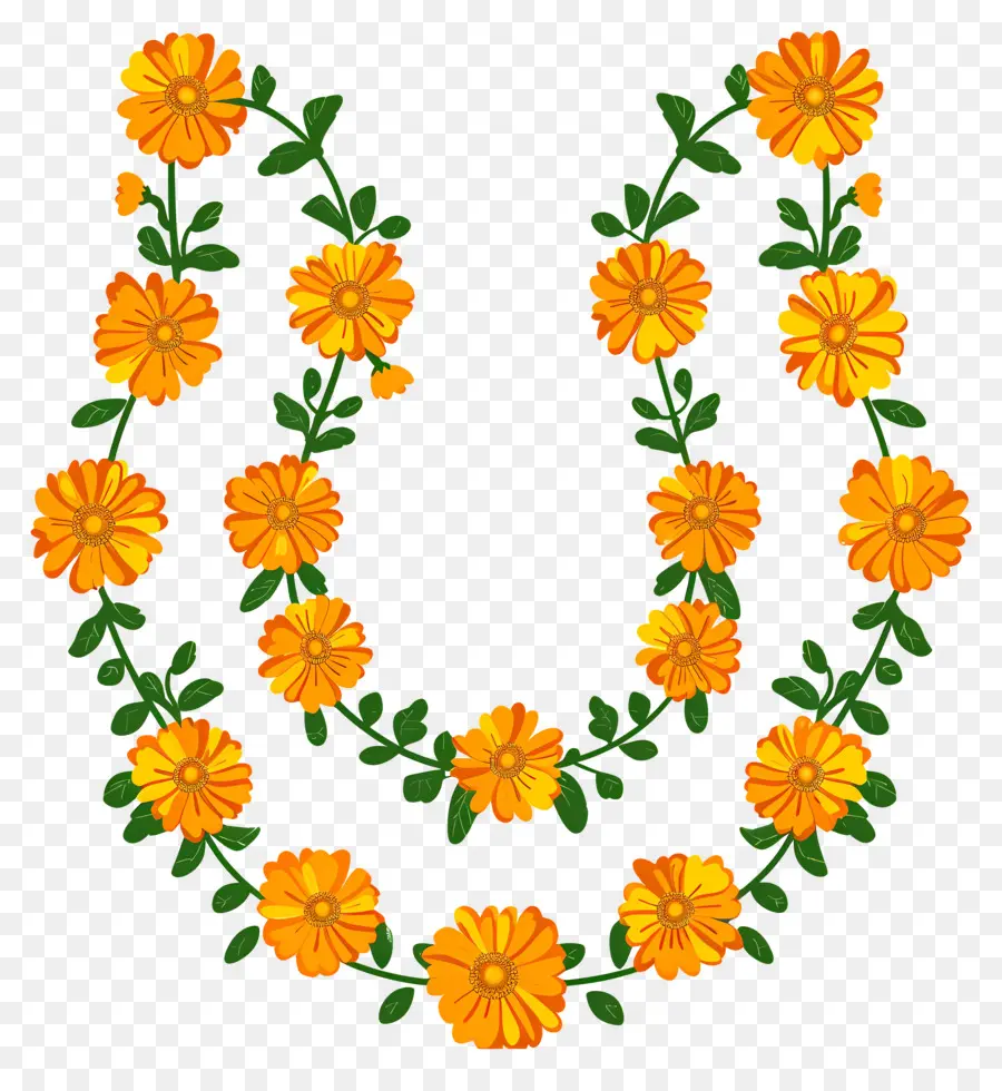 Caléndula Garland，Flores Amarillas PNG