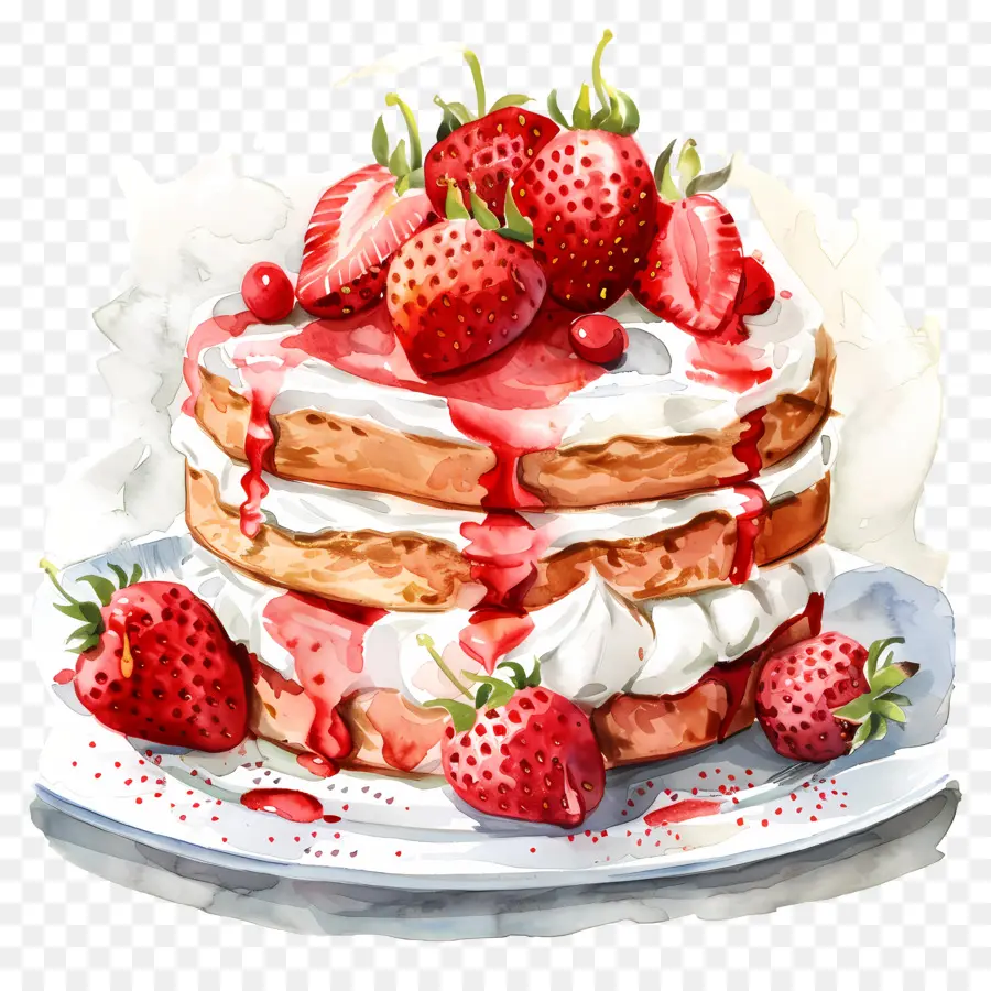 Strawberry Shortcake，Pintura A La Acuarela PNG