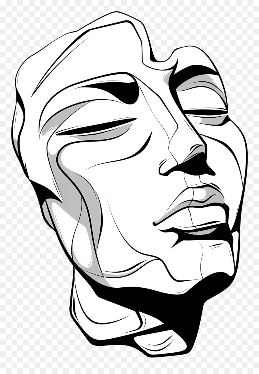 Cabeza De Escultura，Dibujo En Blanco Y Negro PNG