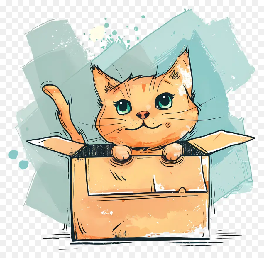 Gato En La Caja，Gato De Dibujos Animados PNG