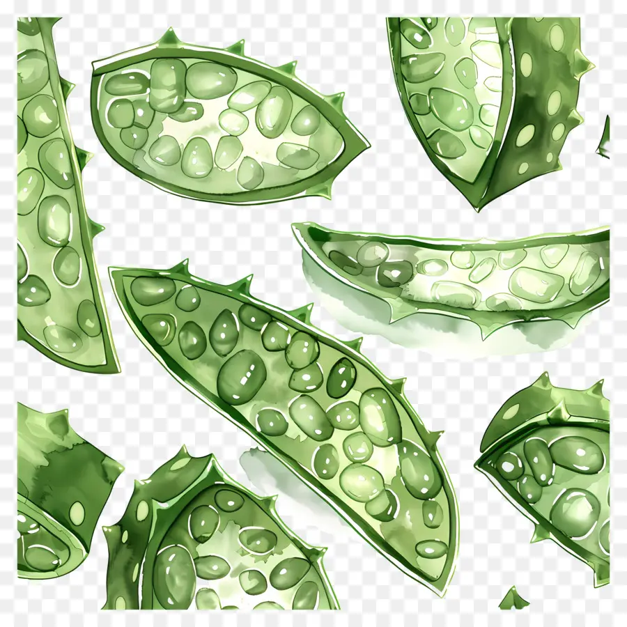 Rodajas De Aloe Vera，Hojas Verdes PNG