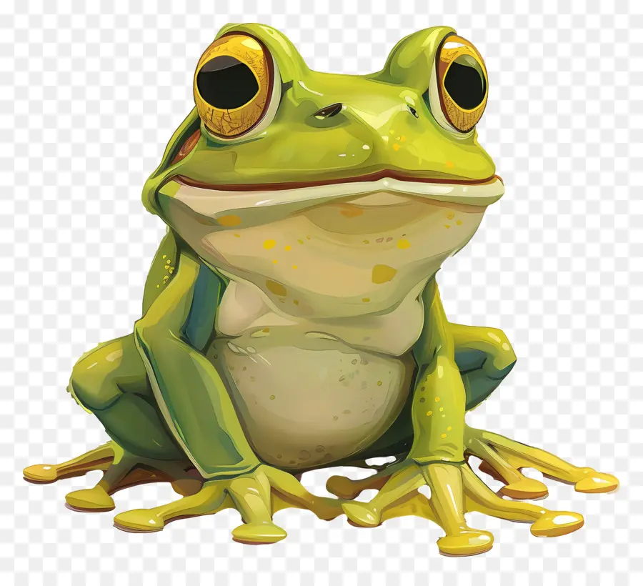 Cartoon Frog，Rana Arborícola Verde PNG