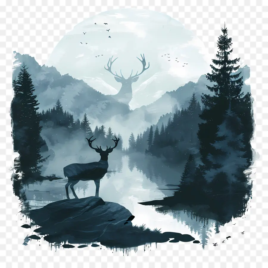 Deer Silueta，Los Ciervos PNG