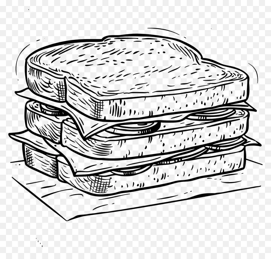 Sandwich，Dibujo En Blanco Y Negro PNG