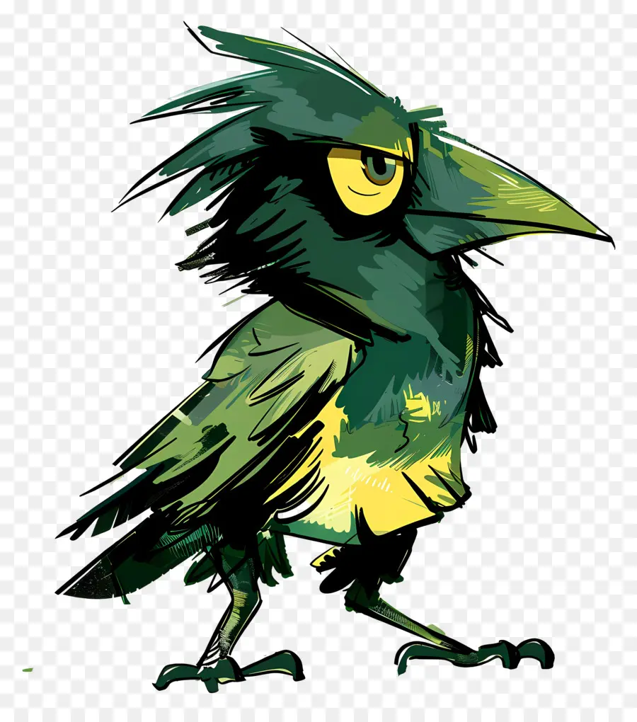 Dibujos Animados Cuervo，Pájaro Verde PNG