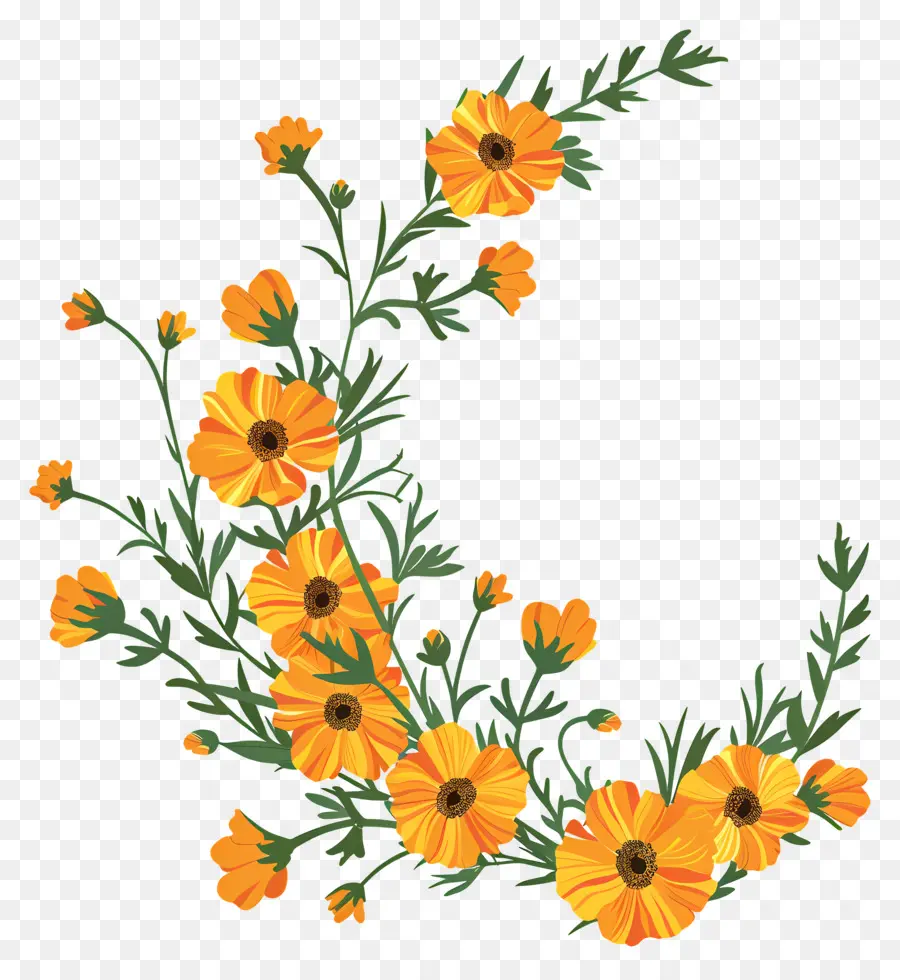 Caléndula Garland，Flores Amarillas PNG