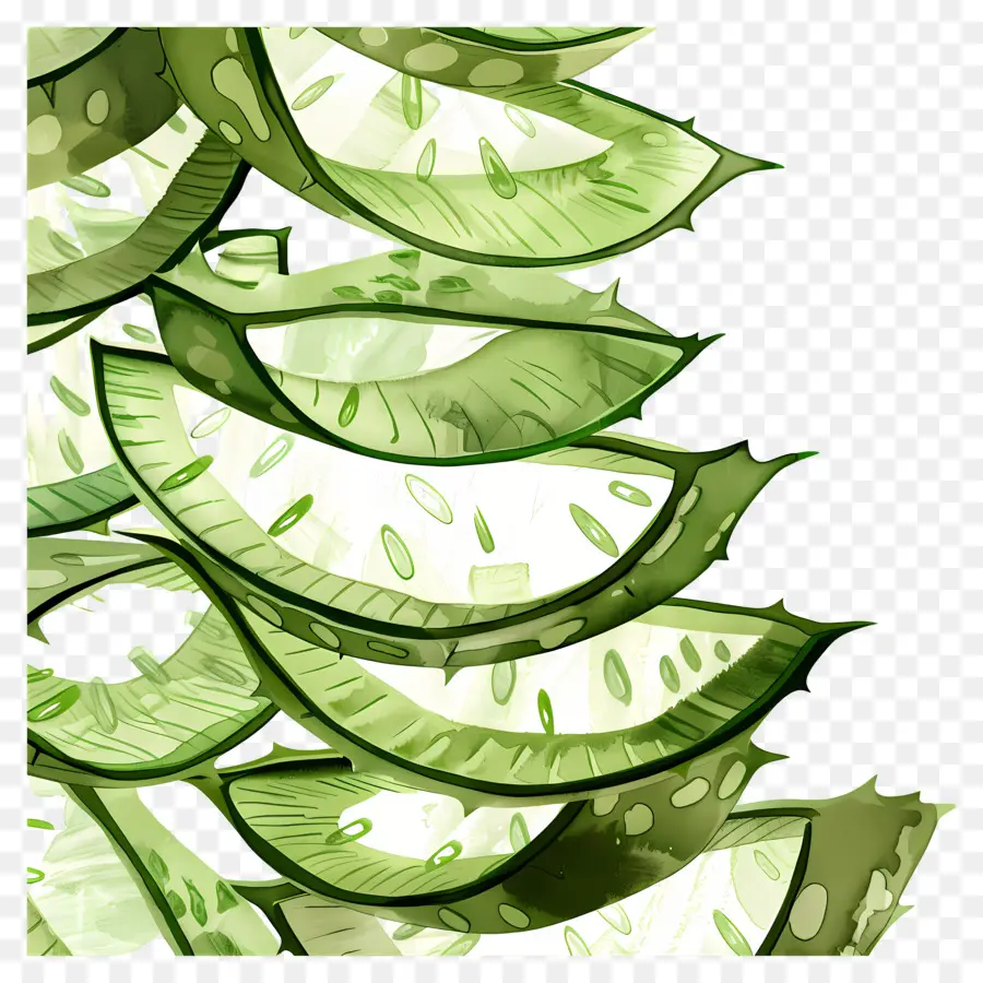 Rodajas De Aloe Vera，Pepino PNG